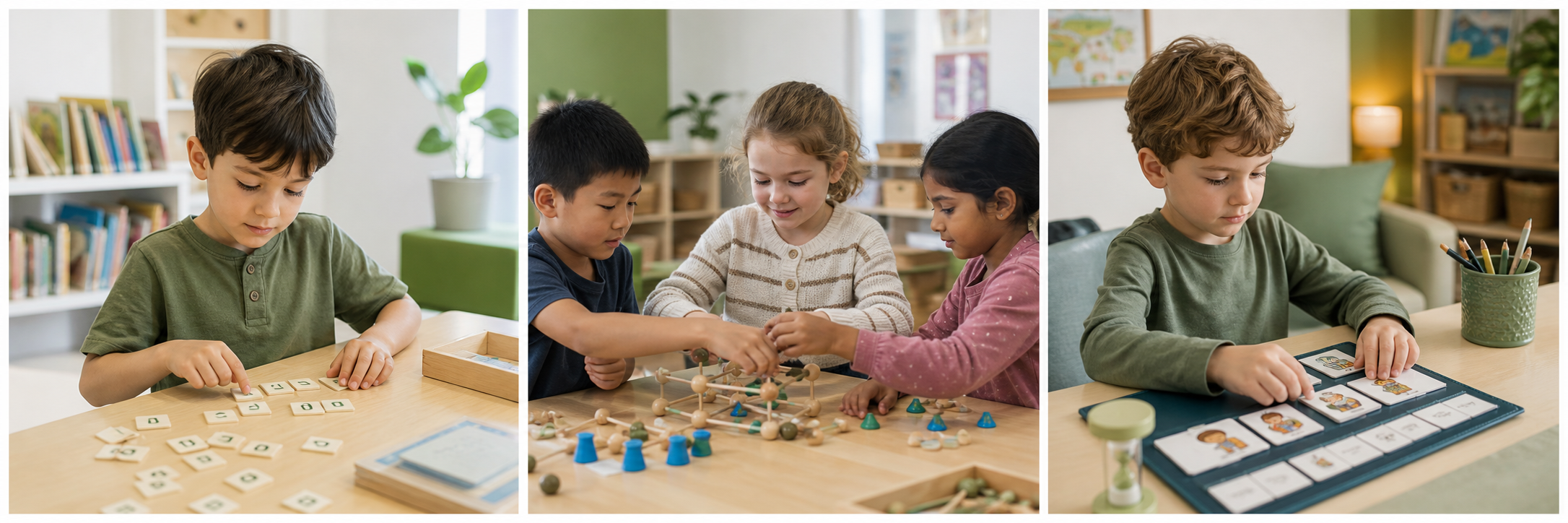 Children independently learning, collaborating and using visual tools