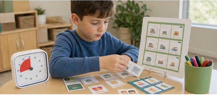 Child using visual planning and organisation tools