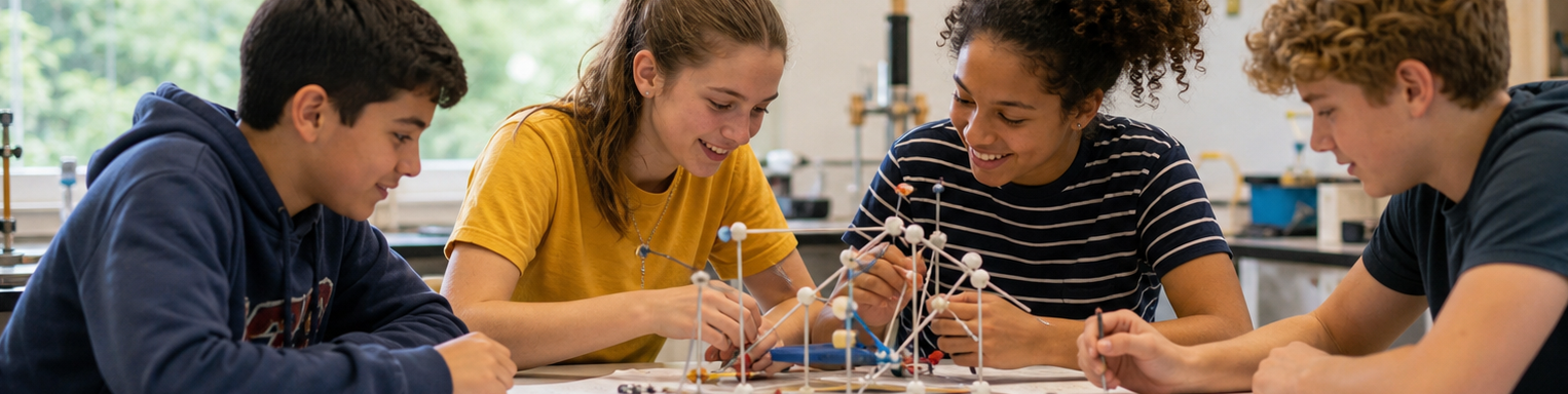Children collaborating on a hands-on STEM project